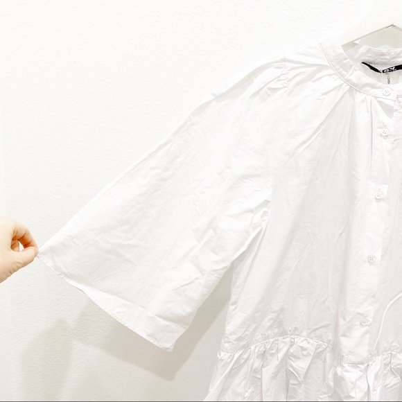 TOV Kimono Sleeve Tiered Ruffle Poplin Mini Shirt Dress in White Size 42 L NWT - Picture 5 of 9